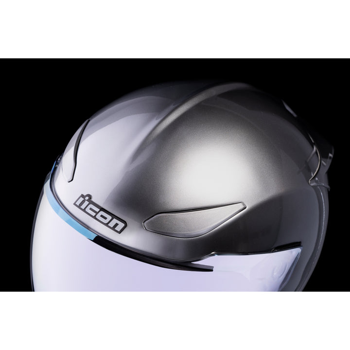 ICON Domain™ Cornelius Helmet Silver - Close-Up of Top Vents