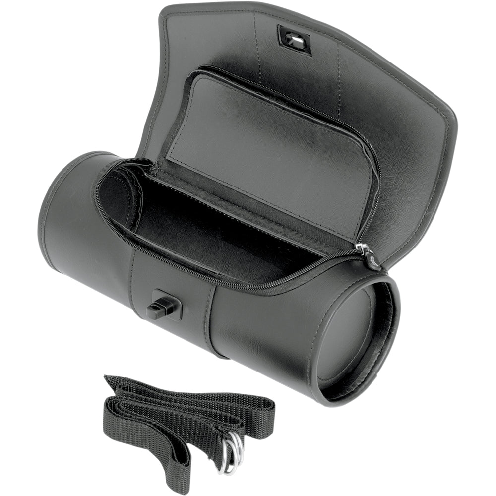 SADDLEMEN Cruis'n Deluxe Tool Bag - Front Side View of Open Tool Bag with Extra Strap Displayed