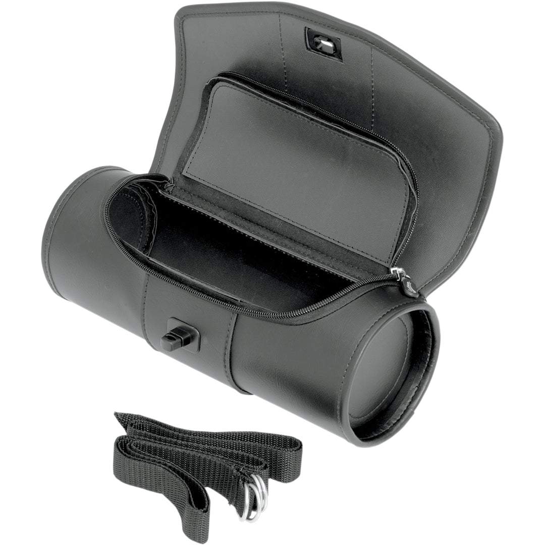 SADDLEMEN Cruis'n Deluxe Tool Bag - Front Side View of Open Tool Bag with Extra Strap Displayed