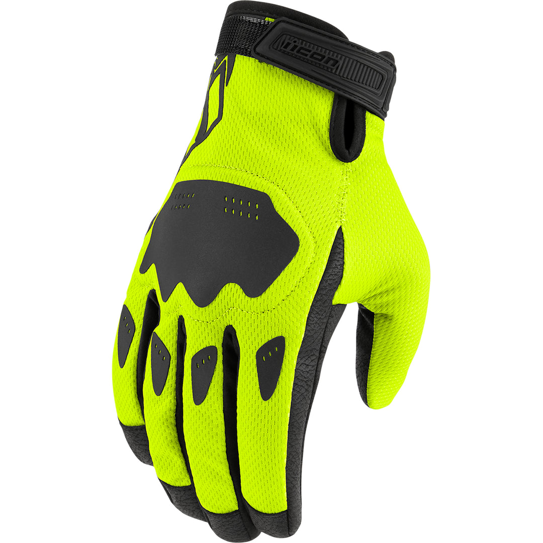 ICON Hooligan CE Gloves Vis - Back of Hand View