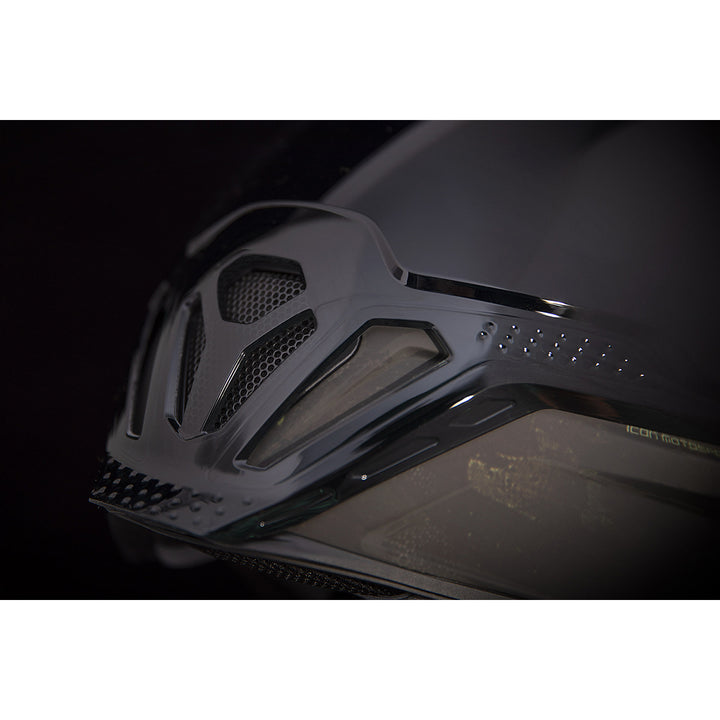ICON Airflite™ Demo MIPS® Helmet Black - Close-Up of Mouth Vents in Faceshield