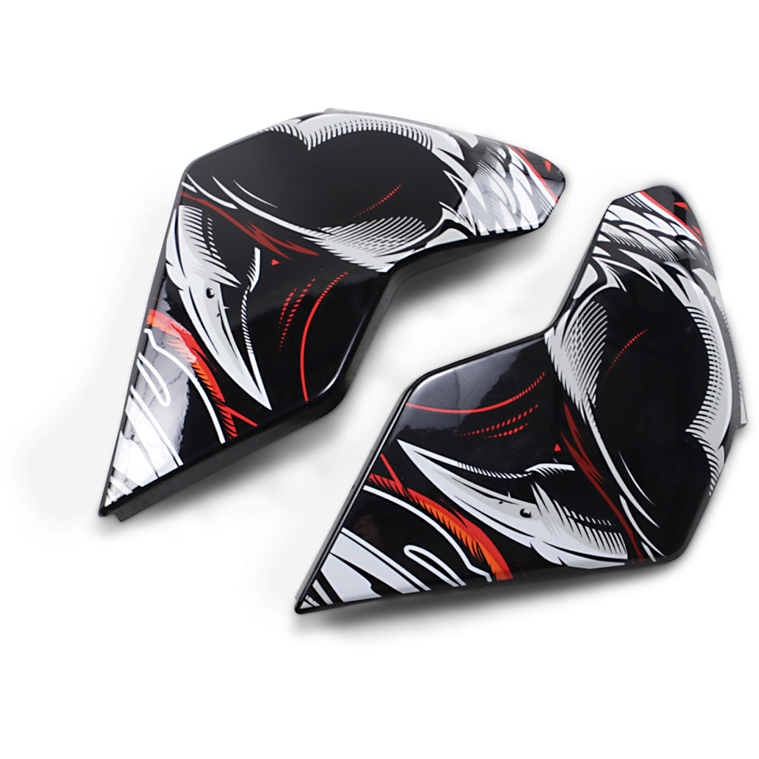 ICON Airflite™ Helmet Side Plates — Trumbull Orange - Angled Side View of Pair