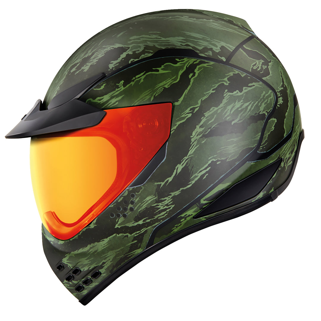 ICON Domain™ Tiger's Blood Helmet Green - Left Side View