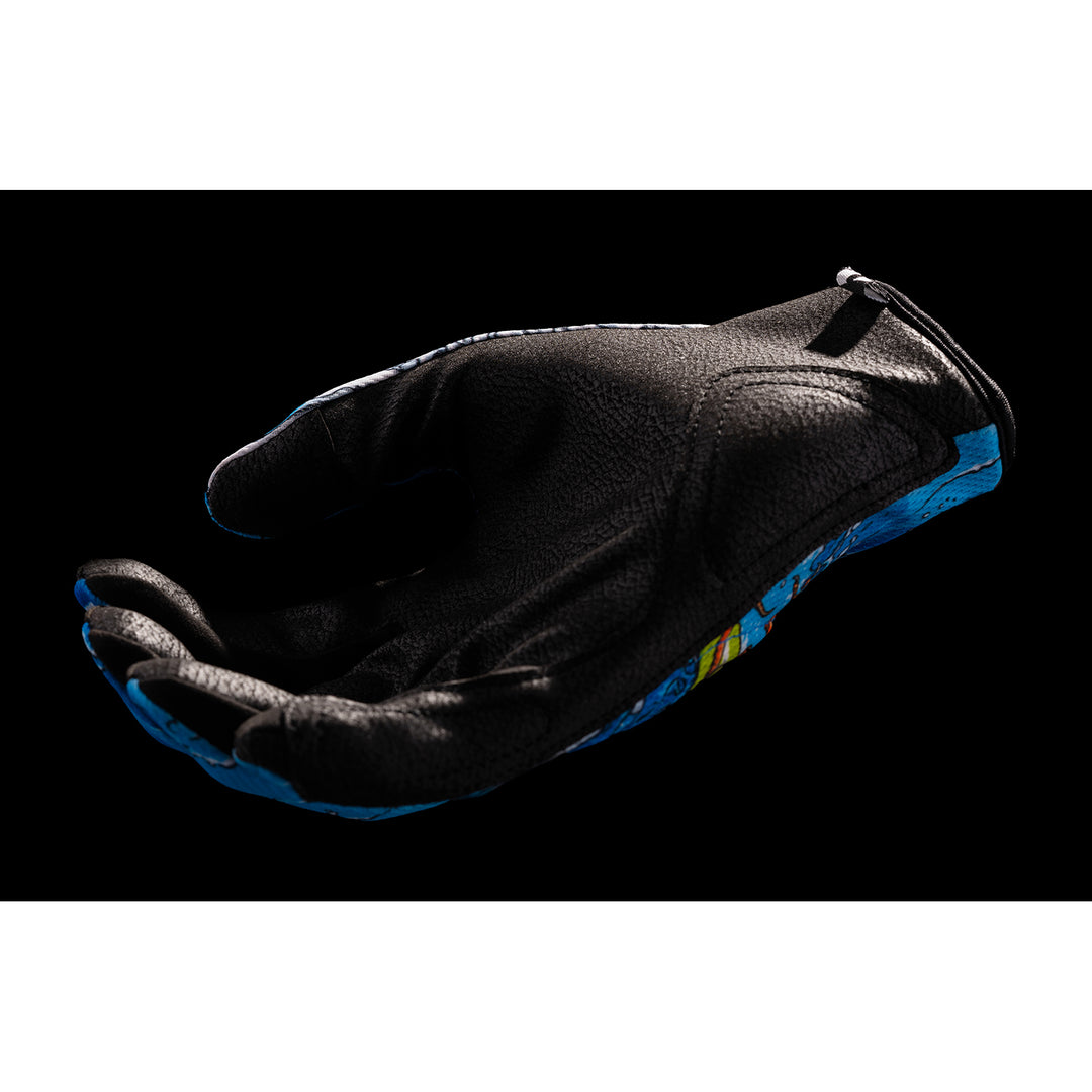 ICON Hooligan Dino Fury Gloves Blue - Palm Upright View