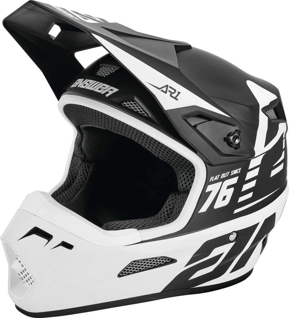 Answer AR1 Bold Off Road Helmet Black/White - Front Left Side View
