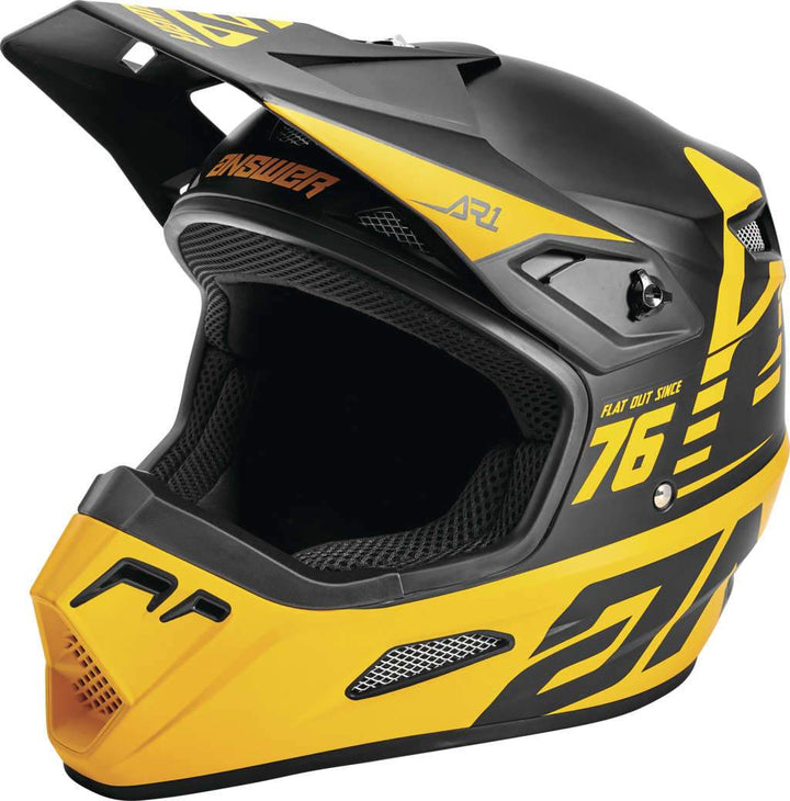 Answer AR1 Bold Youth Off Road Helmet Black/Yellow - Front Left Side View