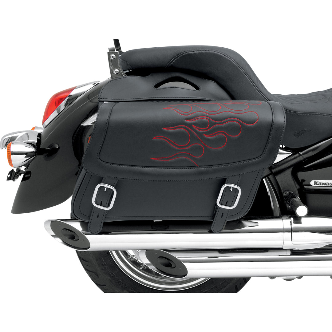 SADDLEMEN Highwayman Tattoo Saddlebags Red - Side View