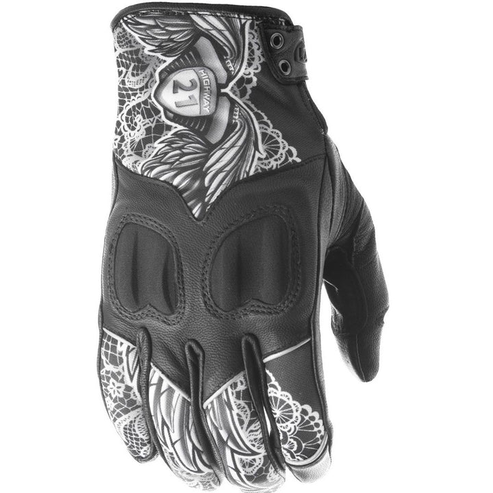 Highway 21 Vixen Women's Glove Black/White Lace - Back of Hand View