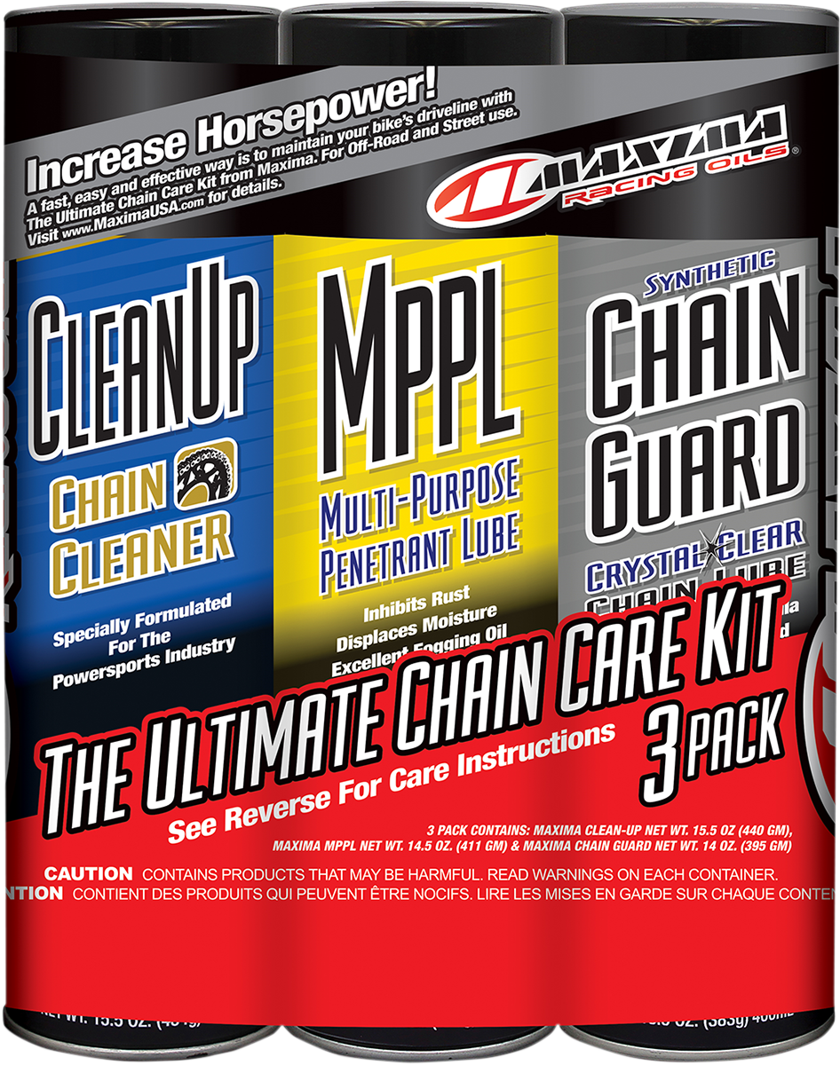 MAXIMA RACING OIL Synthetic Chain Care Kit  - Front View of Kit Packaging