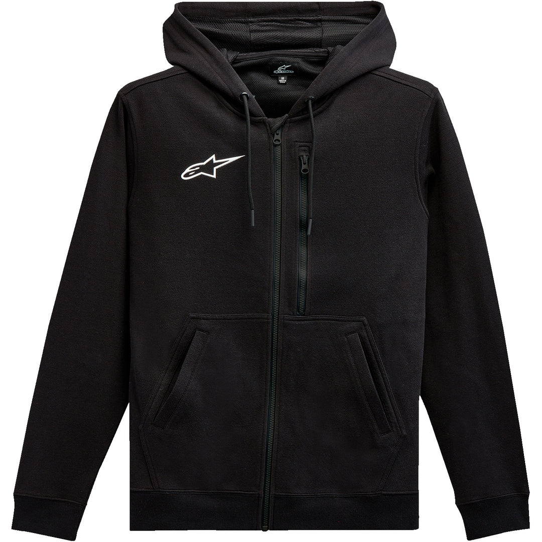 Alpinestars Asymmetrical Zip-up Hoodie Black - Front View