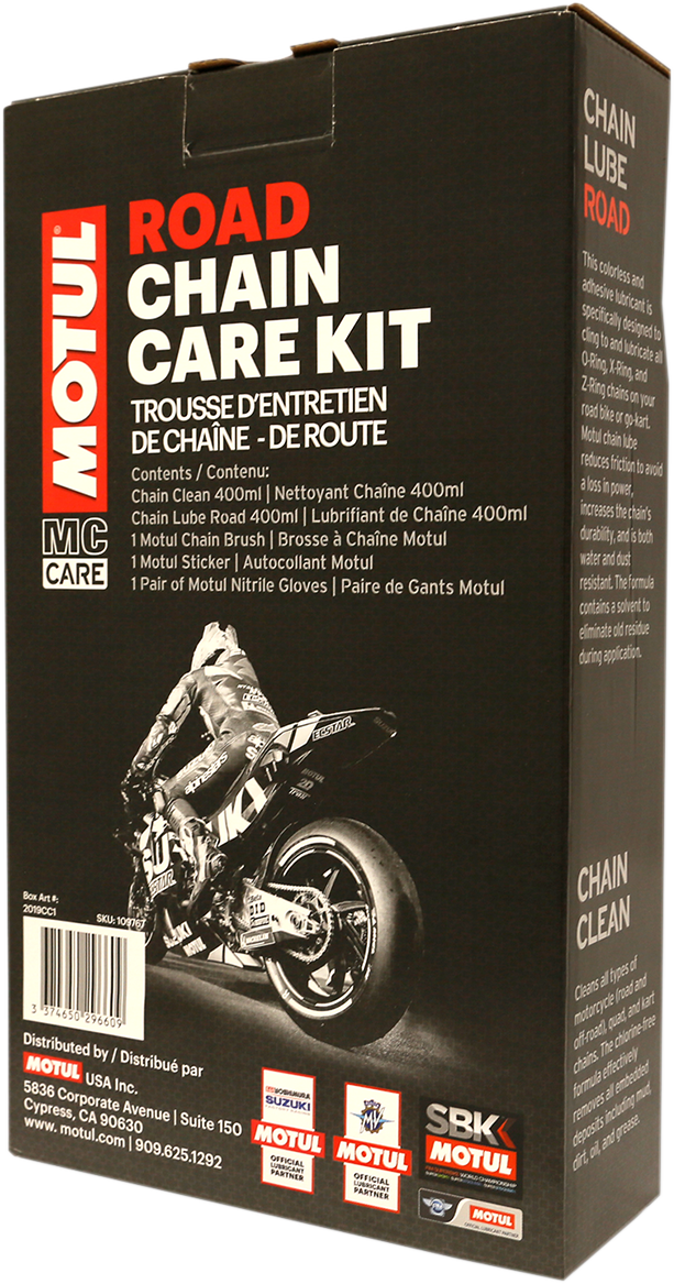 MOTUL Chain Care Kit - Road - Rear View of Box Case
