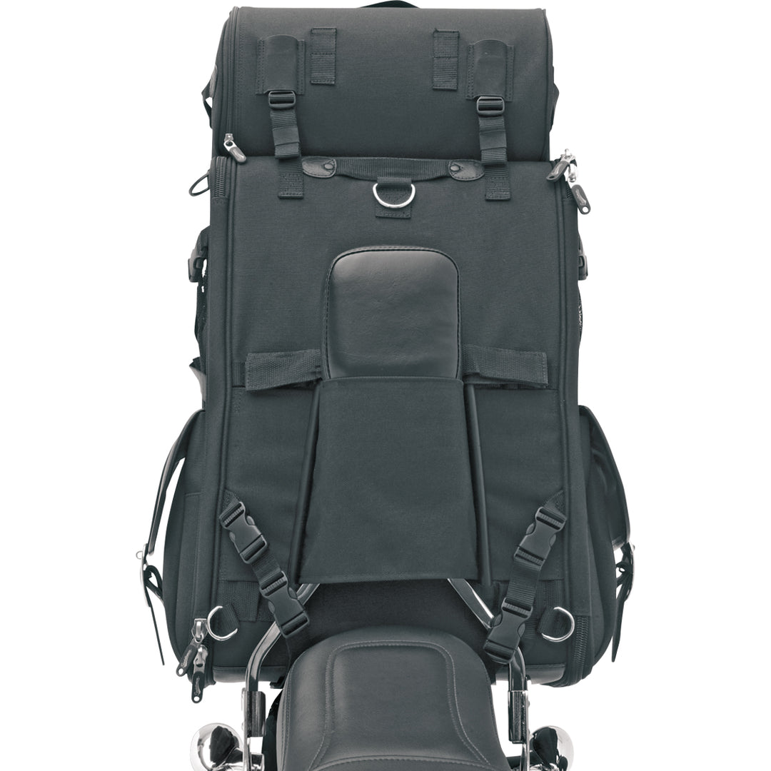 SADDLEMEN S3500 Deluxe Sissy Bar Bag - Rear View Attached to Passenger Backrest