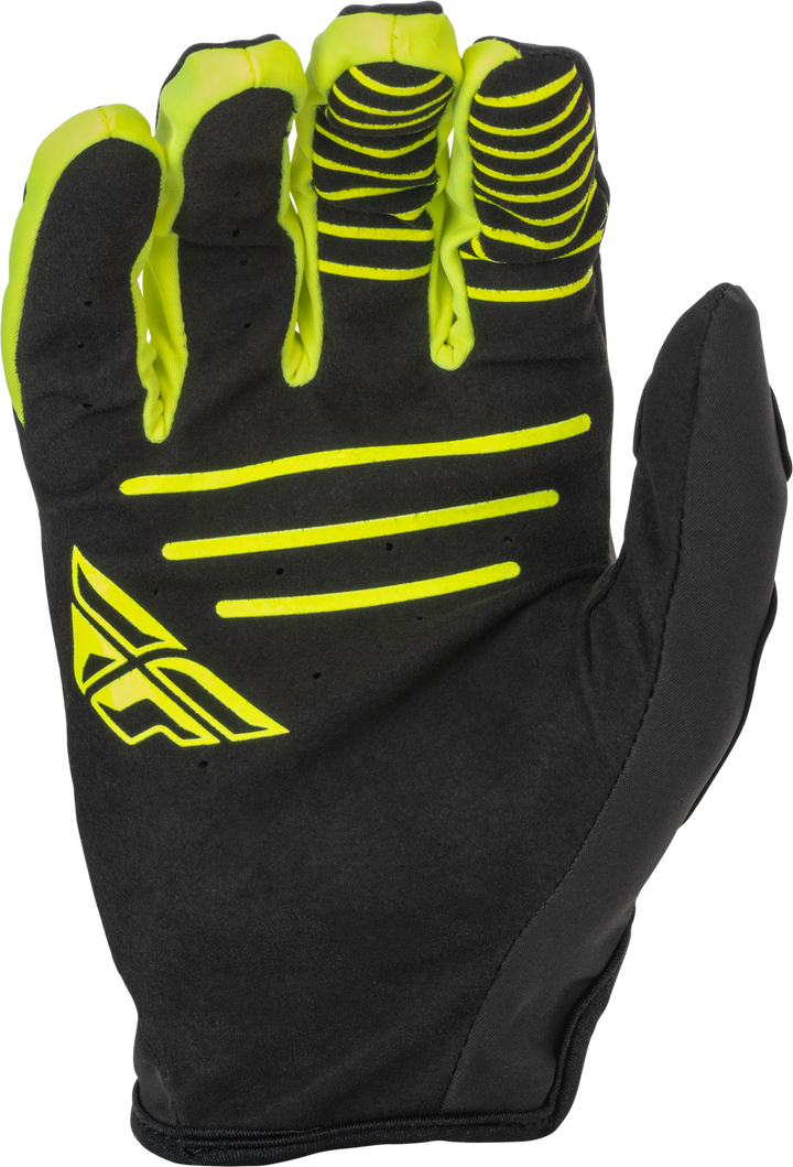 Fly Racing Youth Windproof Lite Gloves Black/Grey/Hi-Vis Yellow - Palm View
