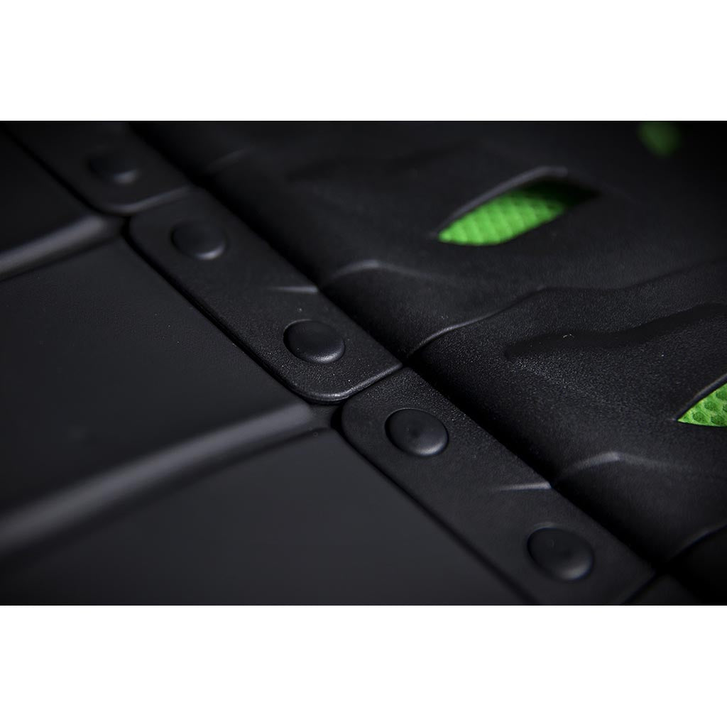 ICON Stryker Vest Green - Close-Up of Side Details of Spine Plates