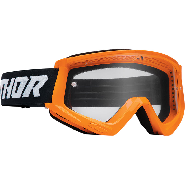 THOR Combat Racer Goggles Flo Orange/Black - Front Side View