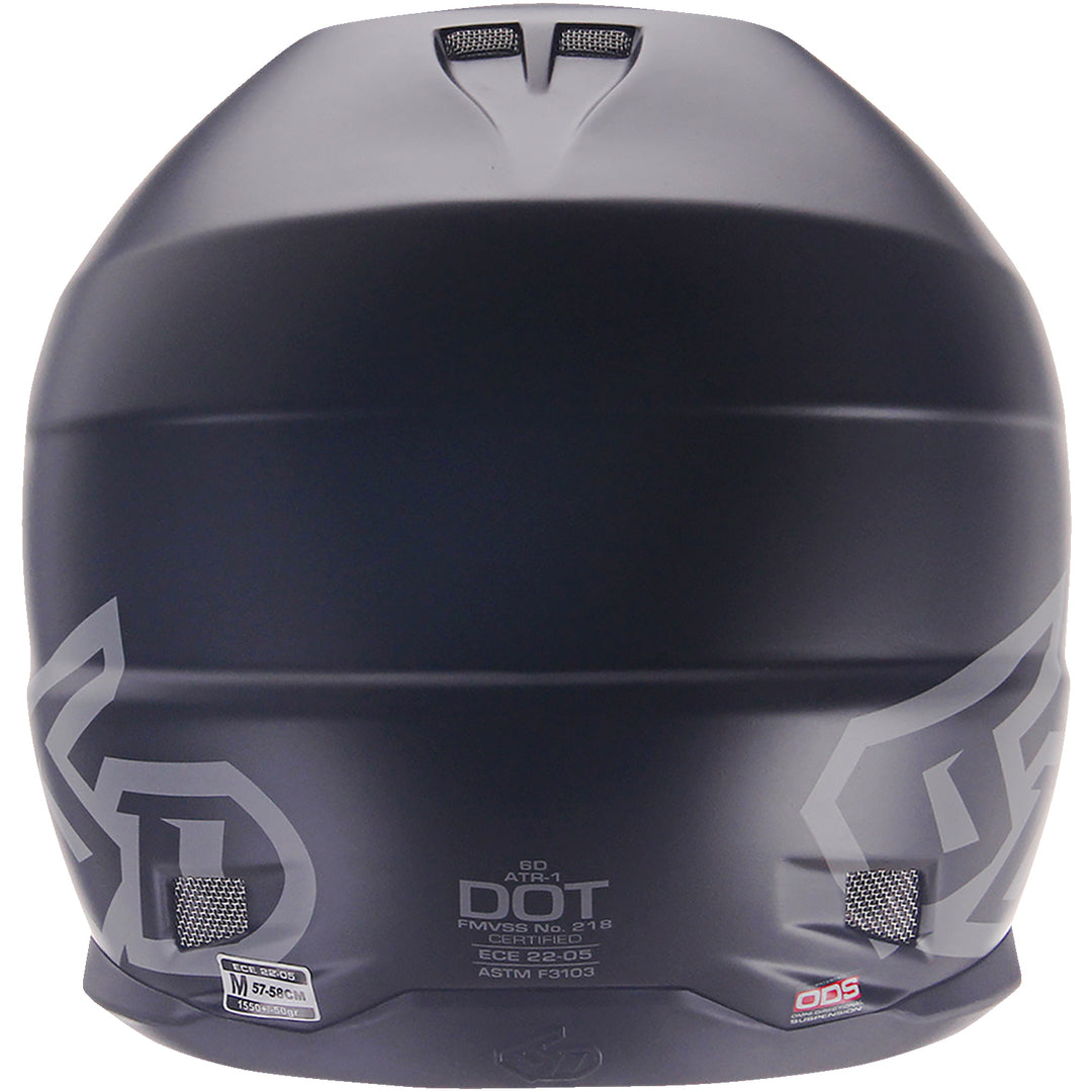 6D Helmets ATR-1 Solid Helmet Matte Black - Rear View