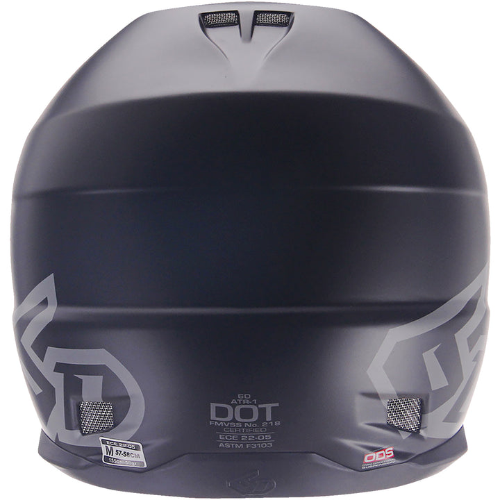6D Helmets ATR-1 Solid Helmet Matte Black - Rear View