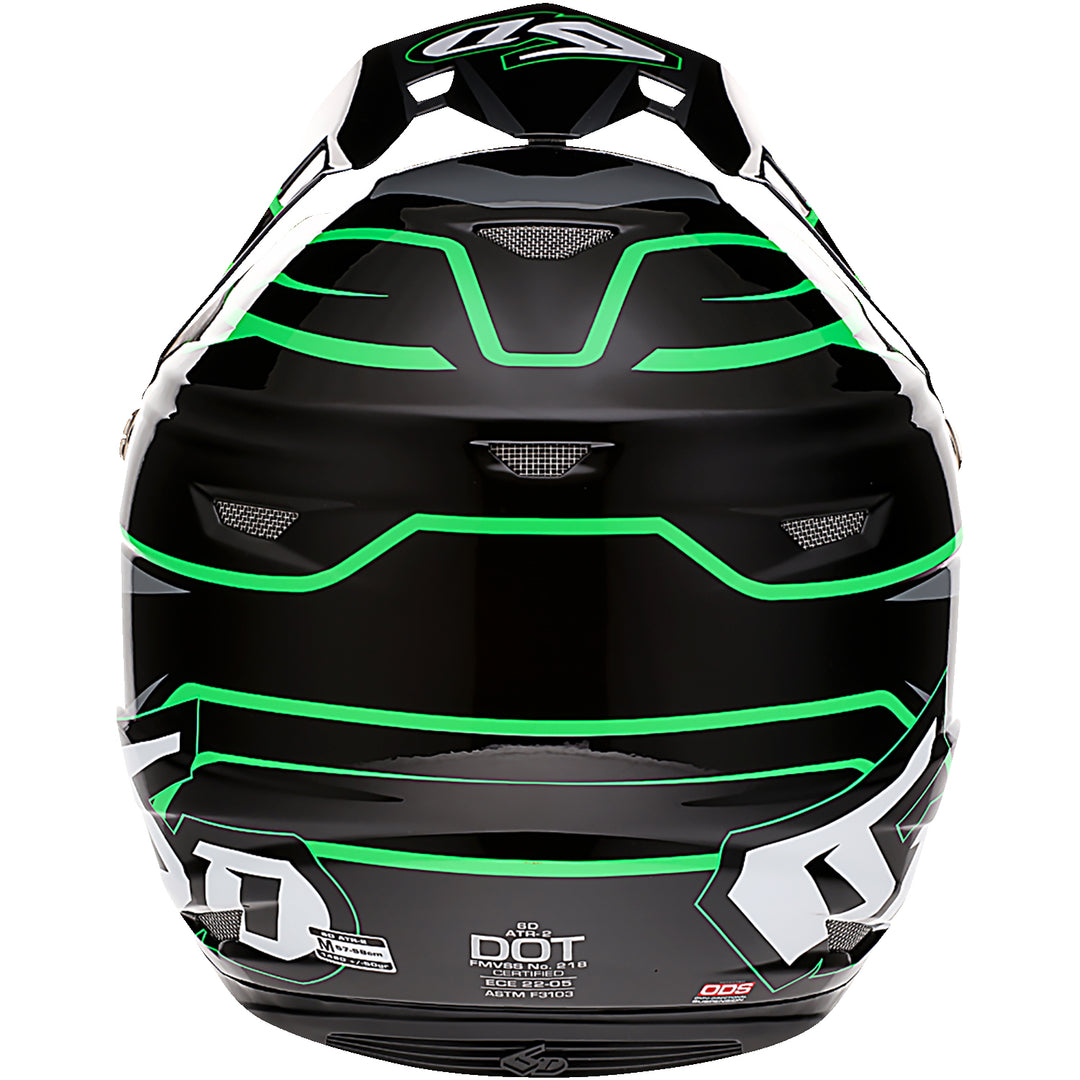 6D Helmets ATR-2 Phase Helmet Black/Green - Rear View