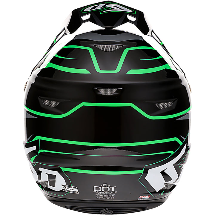 6D Helmets ATR-2 Phase Helmet Black/Green - Rear View