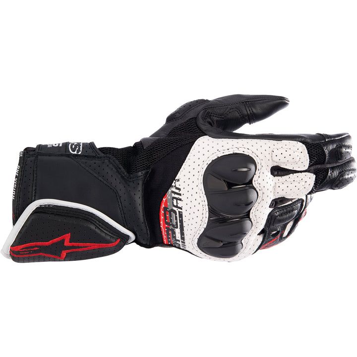 Alpinestars SP-8 V3 Air Gloves Black/White/Bright Red - Back of Hand View