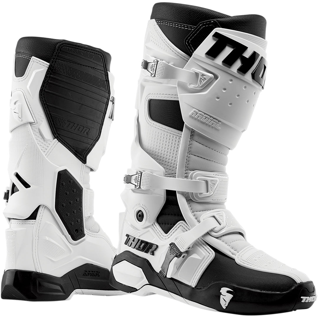 THOR Radial MX Boots White - Side View of Pair