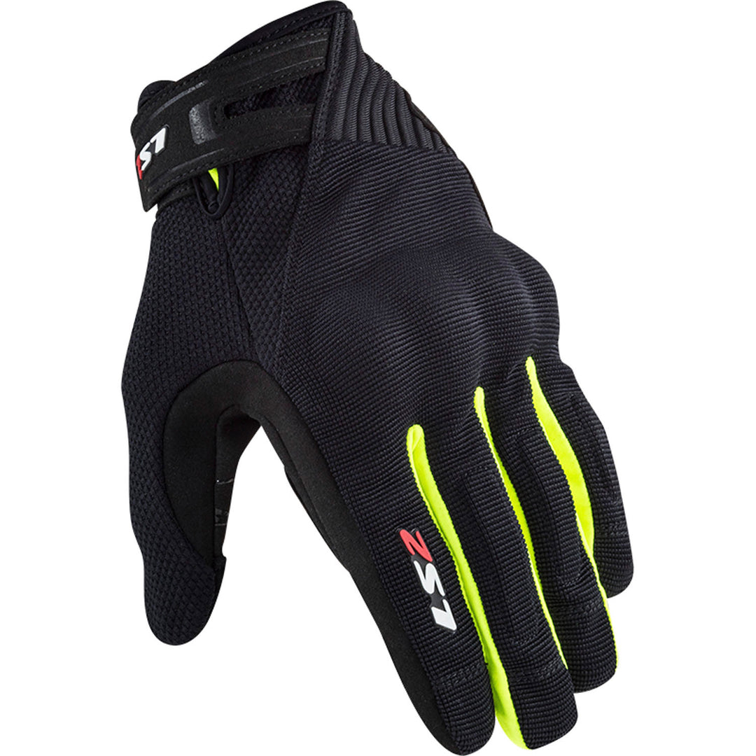 LS2 Helmets Dart 2 Men's Motorcycle Glove Black/Hi-Viz - Back of Hand View