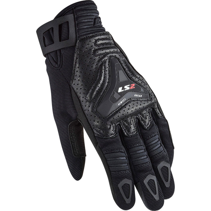 LS2 Helmets All Terrain Women's Motorcycle Glove Black - Back of Hand View