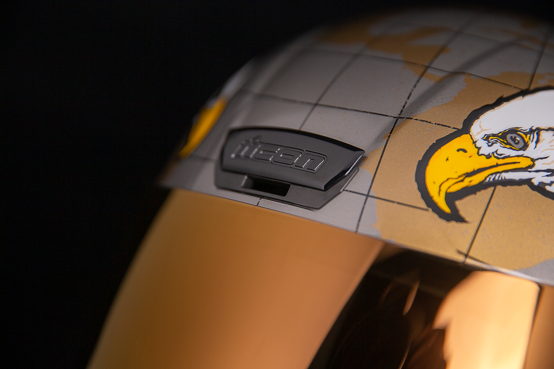 ICON Airform™ Helmet - Semper Fi - Gold - Close-Up of Top Vent, Opened