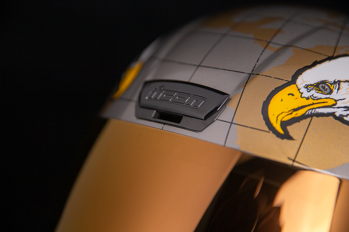 ICON Airform™ Helmet - Semper Fi - Gold - Close-Up of Top Vent, Opened