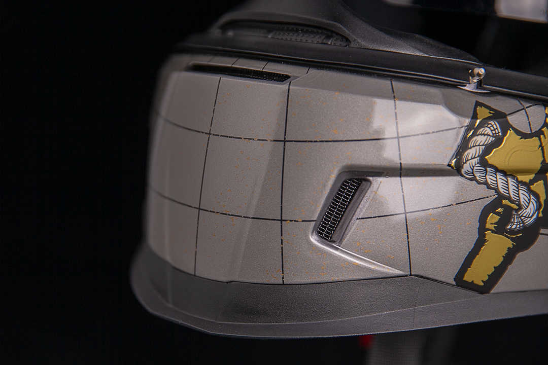 ICON Airform™ Helmet - Semper Fi - Gold - Close-up of Mouth Vents