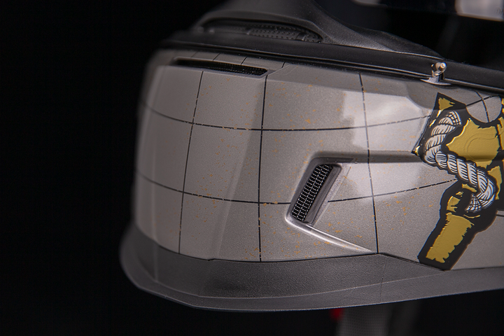 ICON Airform™ Helmet - Semper Fi - Gold - Close-up of Mouth Vents