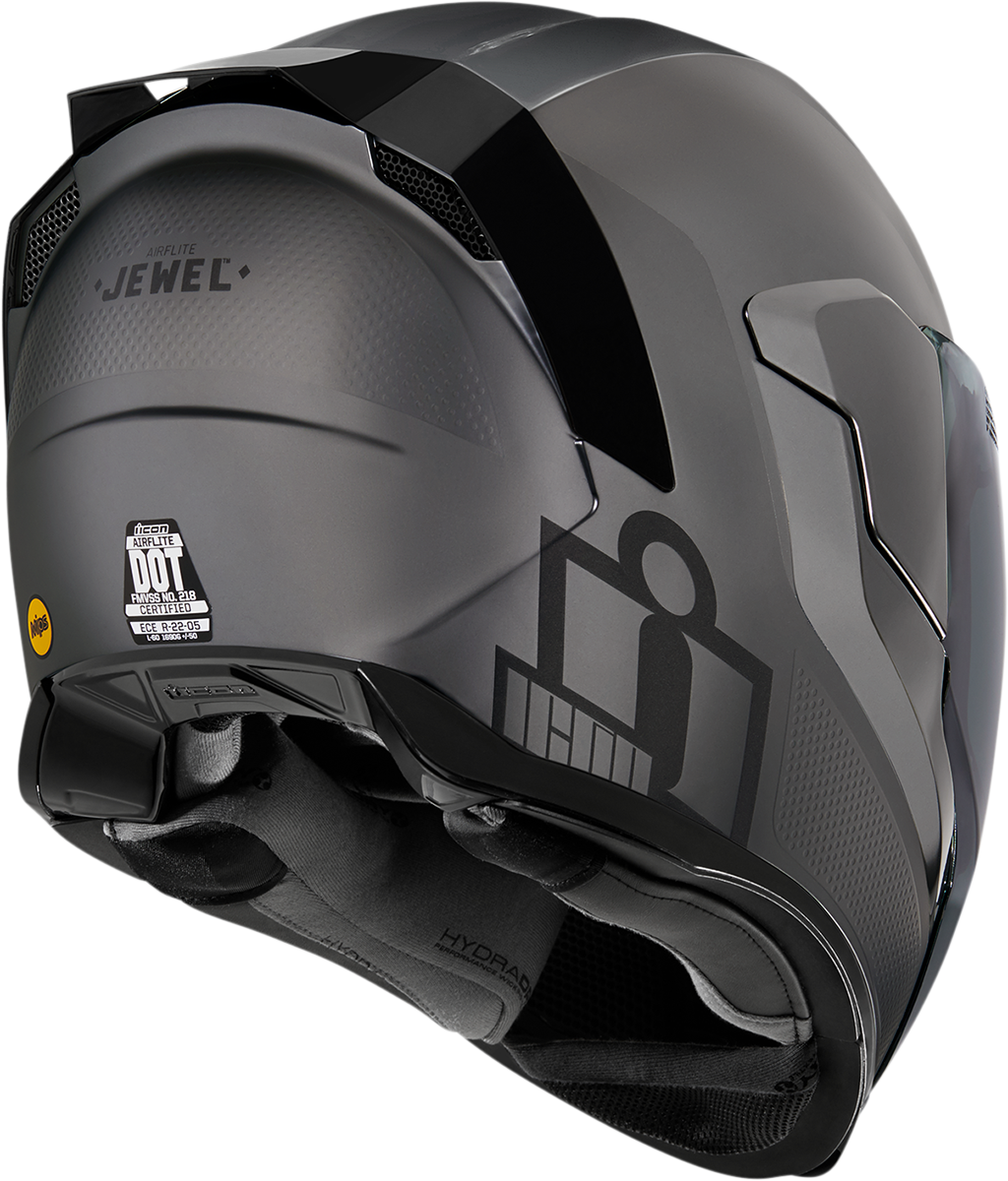 ICON Airflite Jewel MIPS Full Face Motorcycle Helmet Silver - Rear Right Side View