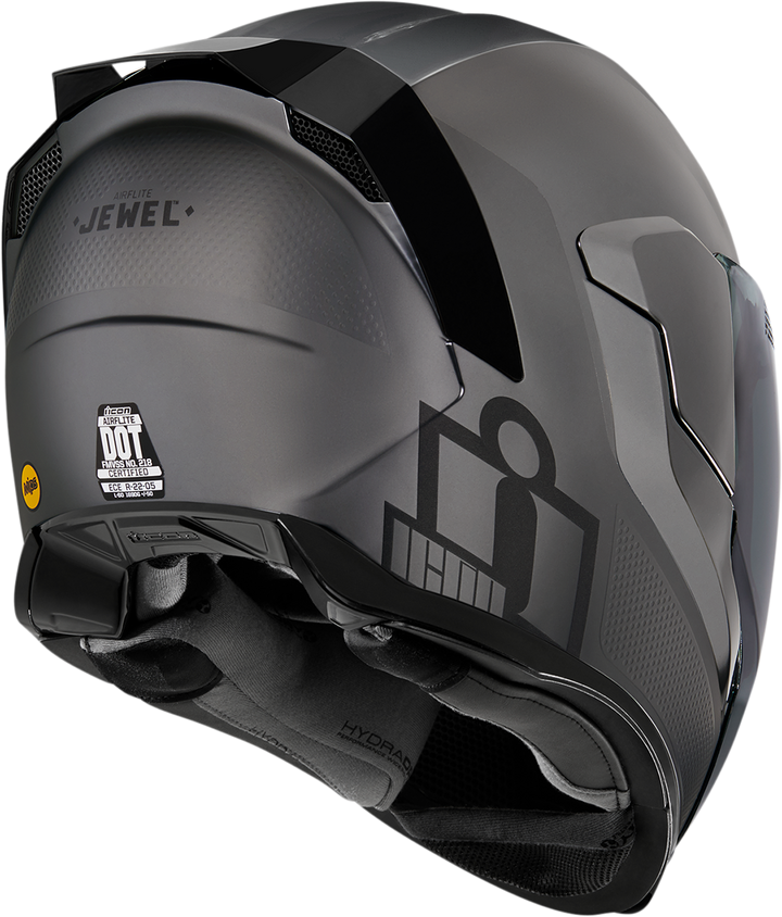 ICON Airflite Jewel MIPS Full Face Motorcycle Helmet Silver - Rear Right Side View