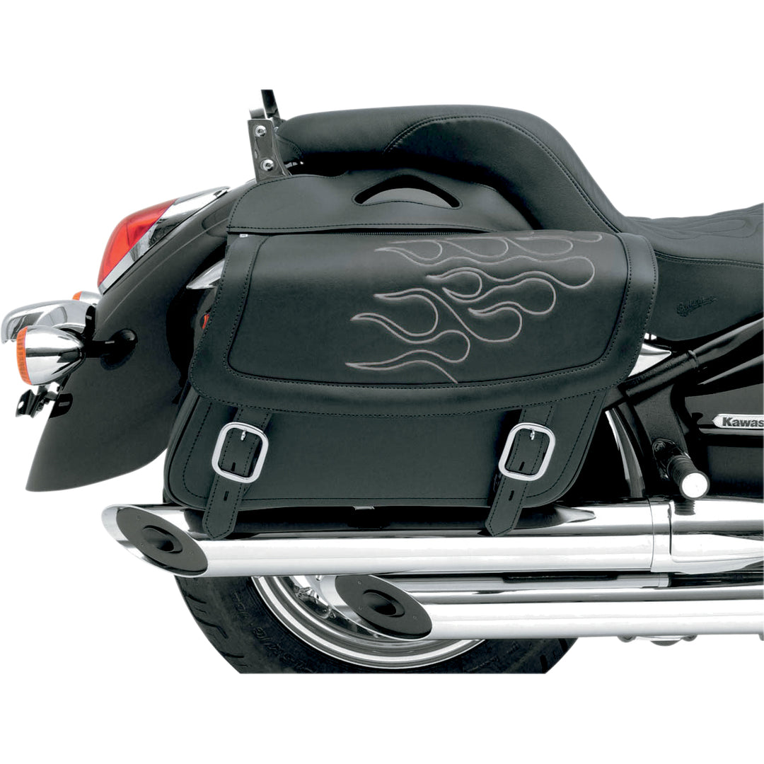 SADDLEMEN Highwayman Tattoo Saddlebags Silver - Side View