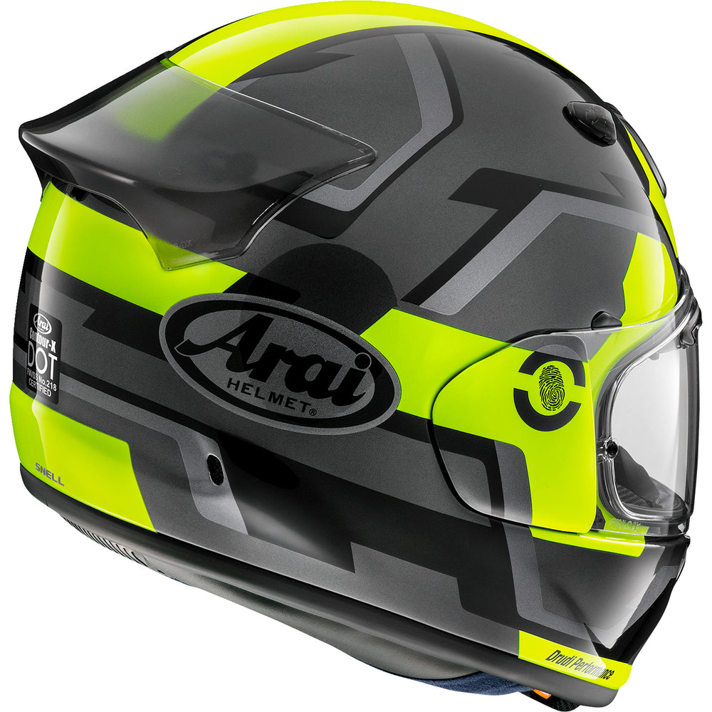 Arai Contour-X Face Helmet Fluorescent Yellow - Rear Side View