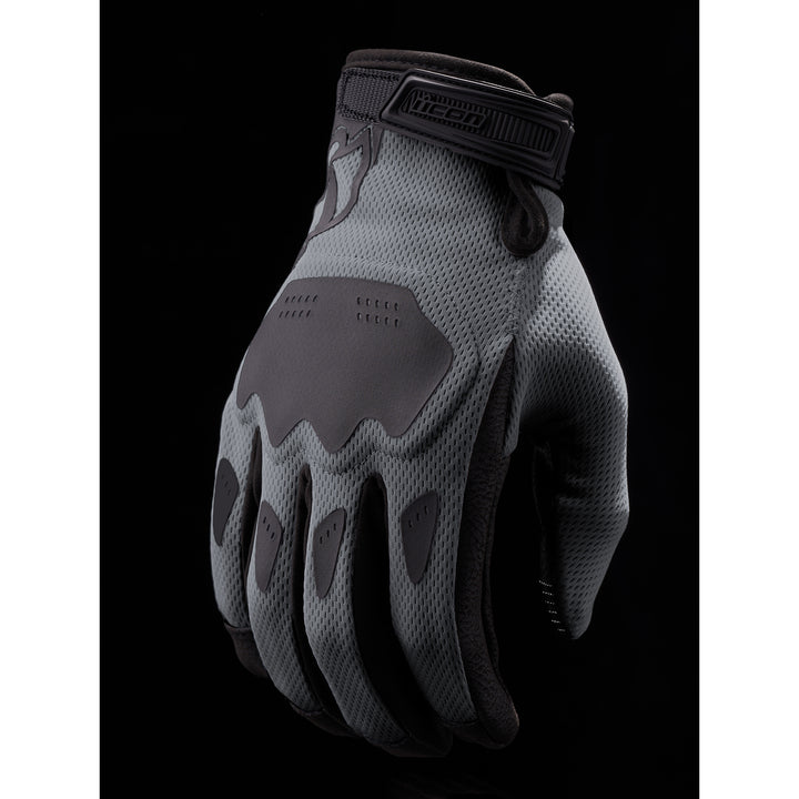 ICON Hooligan CE Gloves Gray - Back of Hand View