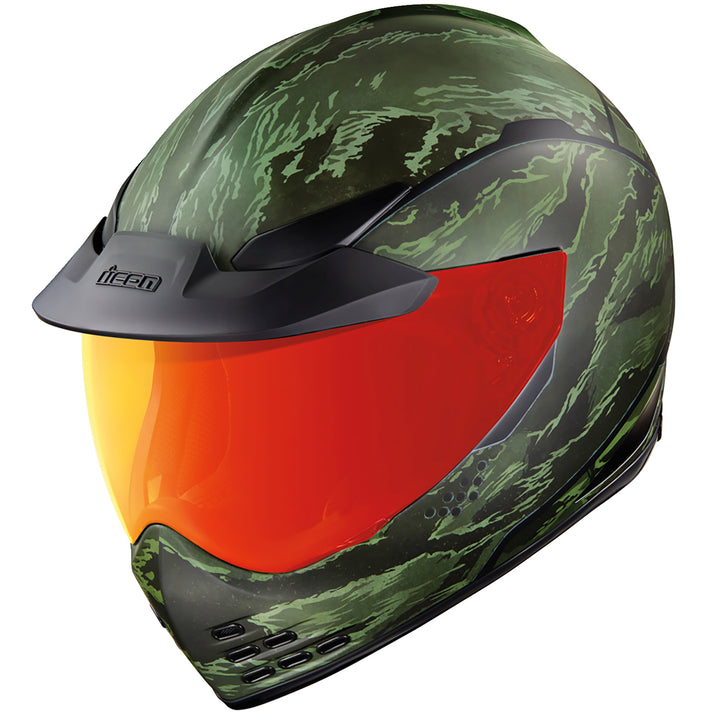 ICON Domain™ Tiger's Blood Helmet Green - Front Left Side View
