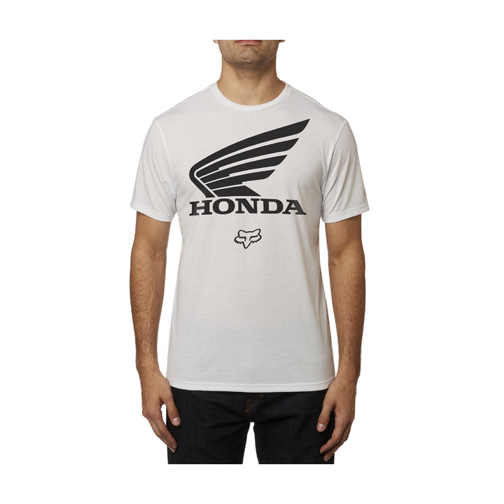 Fox Honda Ss Tee Optic White - Front View of Model Wearing Tee