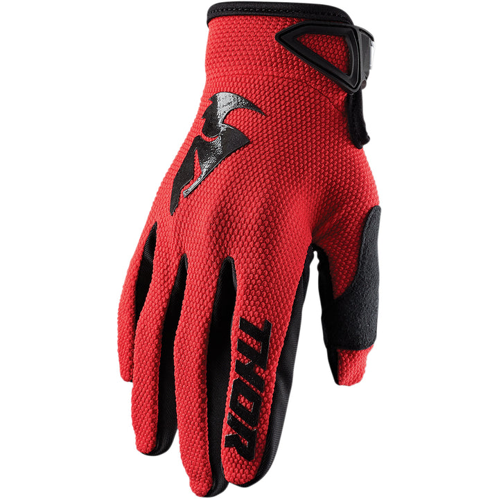 THOR Sector Gloves Red - Back of Hand View