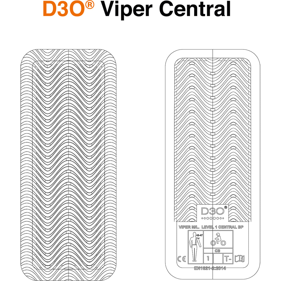 ICON D3O Viper Central Back Impact Protector - Info Graphic Outlines