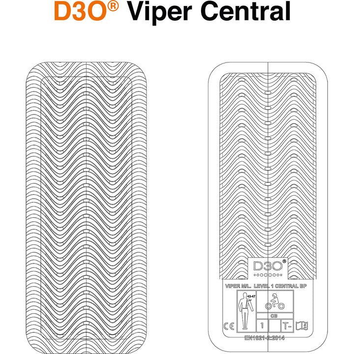 ICON D3O Viper Central Back Impact Protector - Info Graphic Outlines