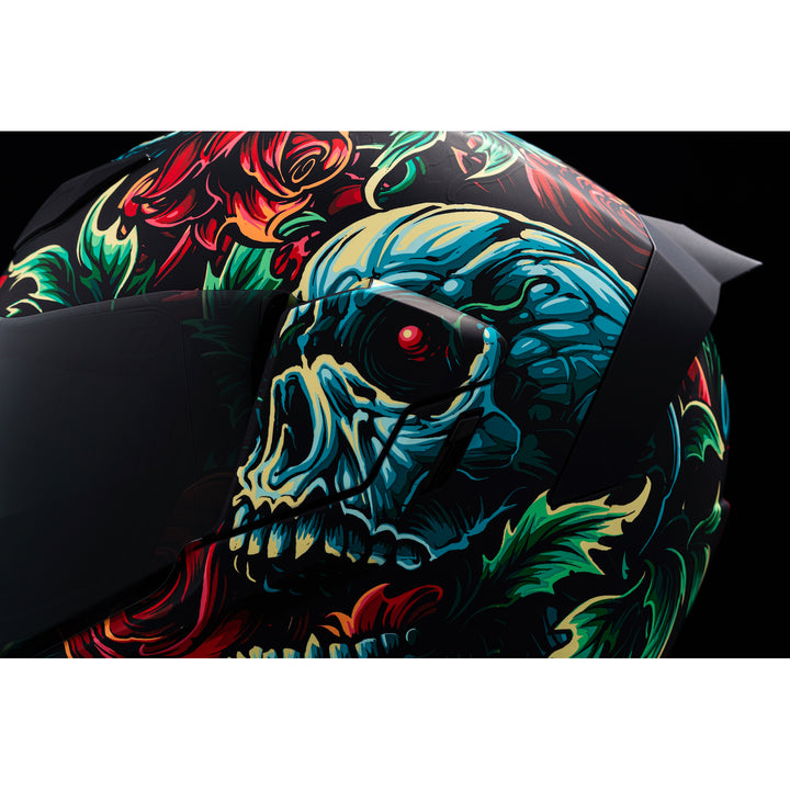 ICON Airflite™ Omnicrux MIPS® Helmet Black - Close-Up of Left Side Details