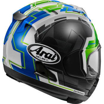 Arai Corsair-X Rea-6 Helmet Green - Rear Side View