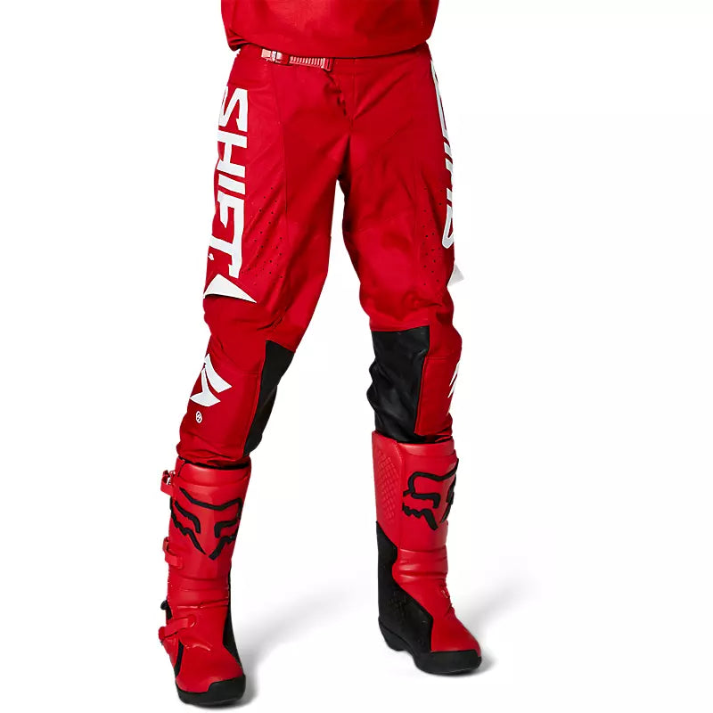Shift Youth White Label Trac Pant Red - Front View on Model