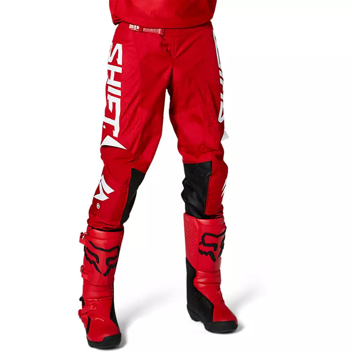 Shift Youth White Label Trac Pant Red - Front View on Model