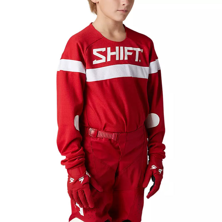 Shift Youth White Label Haut Jersey Red - Front View on Model