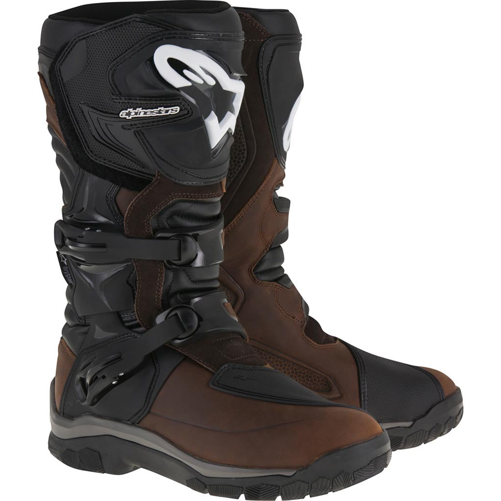 Alpinestars Corozal Adventure Drystar Boots Brown Oiled Leather - Front Side View of Pair