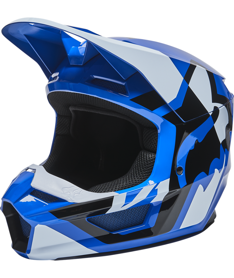 Fox Racing V1 Lux Off Road Helmet Blue - Front Left Side View