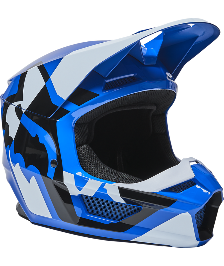 Fox Racing V1 Lux Off Road Helmet Blue - Front Right Side View