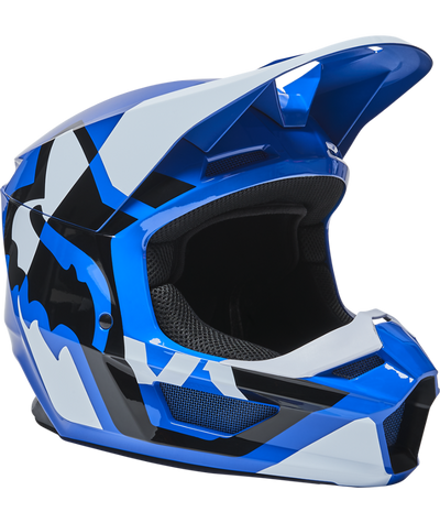 Fox Racing V1 Lux Off Road Helmet Blue - Front Right Side View